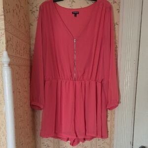Express Coral Romper with Front Zipper